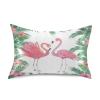 Blueangle Tropical Palm Tree Flamingo Satin Pillowcase for Hair and Skin Silk Pillowcase, Queen Size(20x30 inches) - Satin Pillow Covers with Envelope Closure view 1