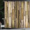 Ambesonne Wooden Print Shower Curtain, Brown Old Hardwood Floor Plank Grunge Lodge Garage Natural Rural Graphic, Cloth Fabric Bathroom Decor Set with Hooks, 69" W x 84" L, Caramel Camel view 3