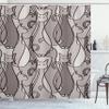 Ambesonne Cat Shower Curtain, Colorful Kittens Domestic Contour Geometric Design, Cloth Fabric Bathroom Decor Set with Hooks, 69" W x 75" L, Warm Taupe view 1