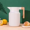 Thermos coffee pots stainless steel, thermos, high capacity, vacuum insulation, wooden handle high quality, for hot and cold tea coffee, kitchen, office -white||1.3L view 2