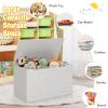 Costzon Kids Wooden Toy Box, Children Storage Chest & Bench with Flip Top Lid, Hinges, Wooden Toy Chest Storage Organizer Large Trunk for Kids Room Playroom Nursery (Grey) view 3