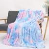 Cozomiz Reversible Faux Fur Sherpa Rainbow Throw Blanket Soft Fluffy Plush Shaggy Gradient Multi-Color Bed Throw Home Decor Cozy Warm 50" x 62" Inch Blue 2 view 1