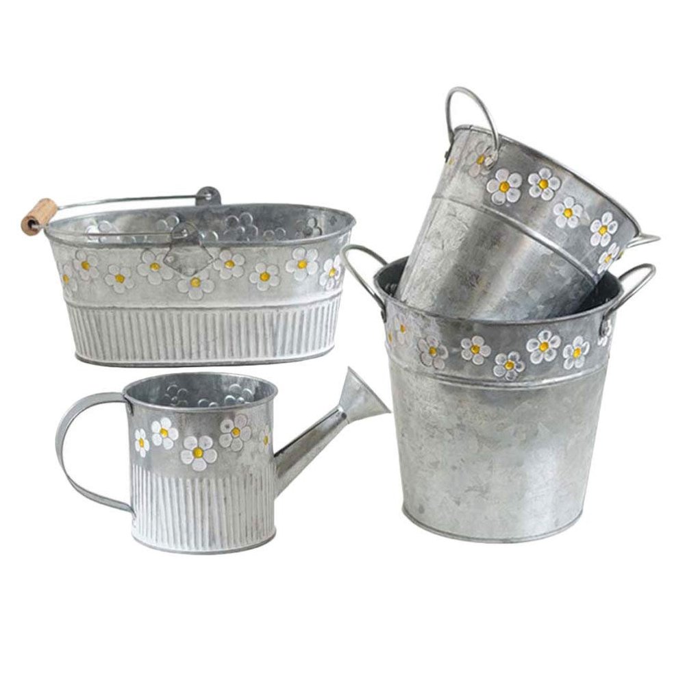 4pcs Creative Iron Flower Vase Modern Artistic Flower Bucket for Home Decor Includes Designs for Desktop Storage Stylish Decorative Pots