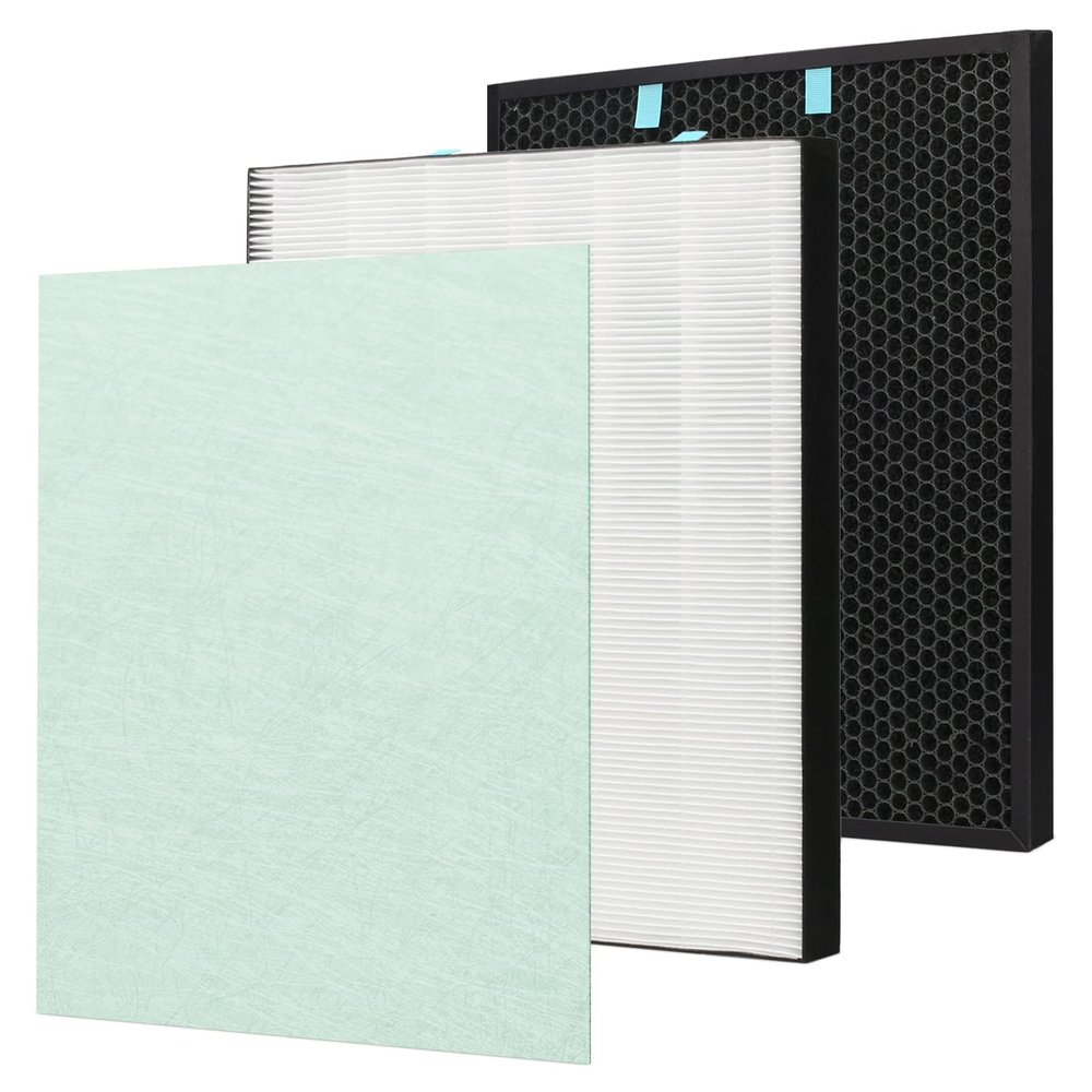 Replacement Post and Carbon Pre Filter compatible for Bissell Air400 Air Cleaner Purifier, 1 Pack 2521 Post Filter, 1 Pack 2520 Carbon and 1 Pre Filter, Compared to Part # 2521 and 2520