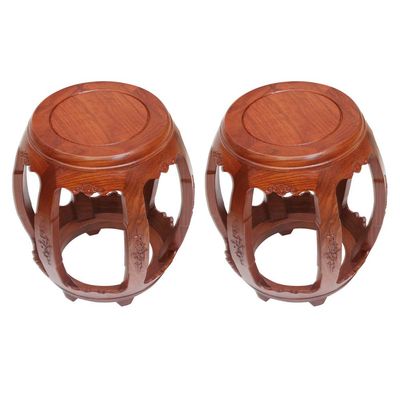 2PCS Bar Stool, Antique Chinese Home Dining Stool, Living Room Carved Stool, Rosewood Coffee Table Stool, Bench, Guzheng Stool, Drum Pier/A / 2944.5