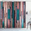 Ambesonne Wooden Print Shower Curtain, Brown Old Hardwood Floor Plank Grunge Lodge Garage Natural Rural Graphic, Cloth Fabric Bathroom Decor Set with Hooks, 69" W x 84" L, Pastel Pink view 1