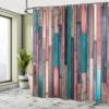 Ambesonne Wooden Print Shower Curtain, Brown Old Hardwood Floor Plank Grunge Lodge Garage Natural Rural Graphic, Cloth Fabric Bathroom Decor Set with Hooks, 69" W x 84" L, Pastel Pink view 4