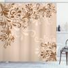 Ambesonne Oriental Shower Curtain, Floral Ivy Swirls and Leaves Abstract Modern Frame Like Artwork Image, Cloth Fabric Bathroom Decor Set with Hooks, 69" W x 84" L, Pale Brown view 1