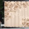 Ambesonne Oriental Shower Curtain, Floral Ivy Swirls and Leaves Abstract Modern Frame Like Artwork Image, Cloth Fabric Bathroom Decor Set with Hooks, 69" W x 84" L, Pale Brown view 3