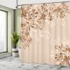 Ambesonne Oriental Shower Curtain, Floral Ivy Swirls and Leaves Abstract Modern Frame Like Artwork Image, Cloth Fabric Bathroom Decor Set with Hooks, 69" W x 84" L, Pale Brown view 4