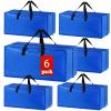 6 Pack Heavy Duty Extra Large Moving Bags Storage Tote - Strong Handles& Backpack Straps - Space Saving Storage Bags Alternative to Moving Boxes and Bins,Compatible with Ikea Frakta Cart, Blue view 1
