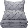 1 Pcs Pinch Pleat Comforter Set with Pillow Sham Light Weight Goose Down-Alternative Ultra-soft Cotton shell 500 GSM Comforter All Seasons Pintuck Style Comforter set King/Cal King, Pinch Dark Grey view 2