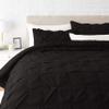 1 Pcs Pinch Pleat Comforter Set with Pillow Sham Light Weight Goose Down-Alternative Ultra-soft Cotton shell 500 GSM Comforter All Seasons Pintuck Style Comforter set King/Cal King, Pinch Black view 1