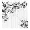 Ambesonne Oriental Shower Curtain, Floral Ivy Swirls and Leaves Abstract Modern Frame Like Artwork Image, Cloth Fabric Bathroom Decor Set with Hooks, 69" W x 70" L, Dark Dimgrey view 2