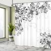 Ambesonne Oriental Shower Curtain, Floral Ivy Swirls and Leaves Abstract Modern Frame Like Artwork Image, Cloth Fabric Bathroom Decor Set with Hooks, 69" W x 70" L, Dark Dimgrey view 4