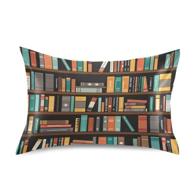 Blueangle Library Book Shelf Satin Pillowcase for Hair and Skin Silk Pillowcase, Queen Size(20x30 inches) - Satin Pillow Covers with Envelope Closure