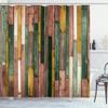 Ambesonne Wooden Print Shower Curtain, Brown Old Hardwood Floor Plank Grunge Lodge Garage Natural Rural Graphic, Cloth Fabric Bathroom Decor Set with Hooks, 69" W x 84" L, Pale Redwood view 1