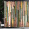 Ambesonne Wooden Print Shower Curtain, Brown Old Hardwood Floor Plank Grunge Lodge Garage Natural Rural Graphic, Cloth Fabric Bathroom Decor Set with Hooks, 69" W x 84" L, Pale Redwood view 3