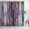 Ambesonne Wooden Print Shower Curtain, Brown Old Hardwood Floor Plank Grunge Lodge Garage Natural Rural Graphic, Cloth Fabric Bathroom Decor Set with Hooks, 69" W x 84" L, Fuchsia view 1
