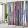 Ambesonne Wooden Print Shower Curtain, Brown Old Hardwood Floor Plank Grunge Lodge Garage Natural Rural Graphic, Cloth Fabric Bathroom Decor Set with Hooks, 69" W x 84" L, Fuchsia view 4