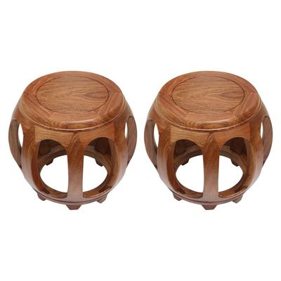 2PCS bar Stool, Antique Chinese Home Dining Stool, Round Stool, Rosewood Coffee Table, Living Room Low Stool, Shoe Changing Stool/C / 2934.5