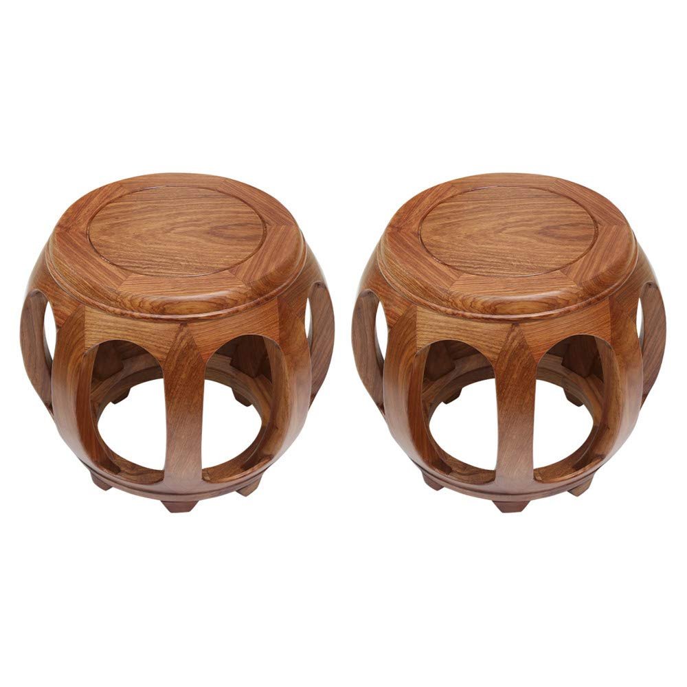 2PCS bar Stool, Antique Chinese Home Dining Stool, Round Stool, Rosewood Coffee Table, Living Room Low Stool, Shoe Changing Stool/C / 2934.5