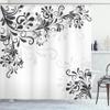 Ambesonne Oriental Shower Curtain, Floral Ivy Swirls and Leaves Abstract Modern Frame Like Artwork Image, Cloth Fabric Bathroom Decor Set with Hooks, 69" W x 84" L, Dark Dimgrey view 1