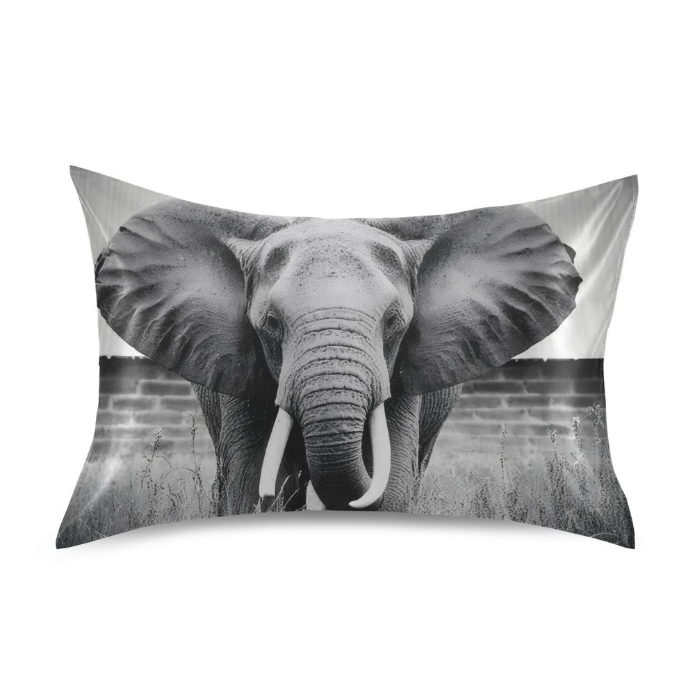Blueangle Elephant Satin Pillowcase for Hair and Skin Silk Pillowcase, Queen Size(20x30 inches) - Satin Pillow Covers with Envelope Closure
