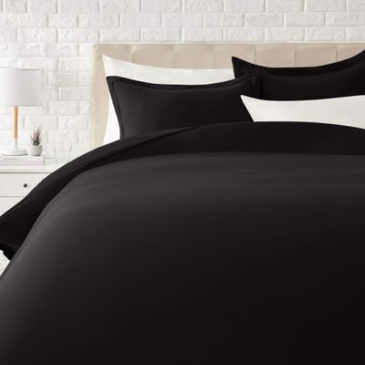 1 Pcs Light-Weight Cotton Comforter Bedding Set with Pillow Sham Goose Down-Alternative 500 GSM Premium Quality Comforter Set Oversized Queen, Black