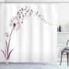 Ambesonne Music Shower Curtain, Flying Dandelions Notes Summer Spring Meadow Silhouette Softness Simple Print, Cloth Fabric Bathroom Decor Set with Hooks, 69" W x 84" L, Dark Purple view 1