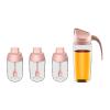 4PCS Seasoning Box Set, 3 Glass Seasoning Jars + 1 Oil Bottle, Spoon and Lid 2-in-1 Design, Transparent Empty Spice Container for Oil, Salt, Sugar, Spice Flavoring view 1