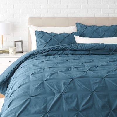 1 Pcs Pinch Pleat Comforter Set with Pillow Sham Light Weight Goose Down-Alternative Ultra-soft Cotton shell 500 GSM Comforter All Seasons Pintuck Style Comforter set King/Cal King, Pinch Dark Teal