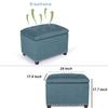 Adeco Rectangular Storage Ottoman Foot Rest Stool, Fabric Button Tufted Storage Ottoman with Hinged Lid (Cyan) view 3
