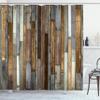 Ambesonne Wooden Print Shower Curtain, Brown Old Hardwood Floor Plank Grunge Lodge Garage Natural Rural Graphic, Cloth Fabric Bathroom Decor Set with Hooks, 69" W x 84" L, Dark Sepia view 1