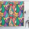 Ambesonne Cat Shower Curtain, Colorful Kittens Domestic Contour Geometric Design, Cloth Fabric Bathroom Decor Set with Hooks, 69" W x 75" L, Dark Mustard view 1