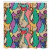 Ambesonne Cat Shower Curtain, Colorful Kittens Domestic Contour Geometric Design, Cloth Fabric Bathroom Decor Set with Hooks, 69" W x 75" L, Dark Mustard view 2