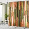 Ambesonne Wooden Print Shower Curtain, Brown Old Hardwood Floor Plank Grunge Lodge Garage Natural Rural Graphic, Cloth Fabric Bathroom Decor Set with Hooks, 69" W x 70" L, Burnt Orange view 4