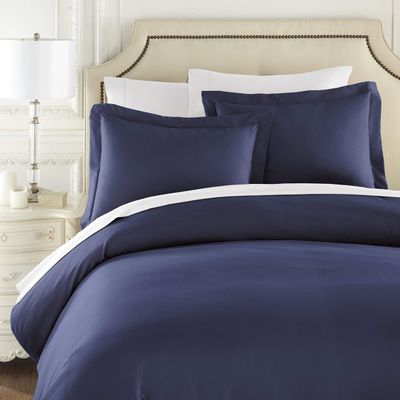 7 Pcs Bedding Set Navy-Cal King/King Size 100% Cotton Yarns 600 Thread Counts Luxurious Bedding Collection, 7 Pcs Includes -1 Fitted 18" DP,1 Flat,2 Pillowcases,1 Duvet Cover with 2 Pillow Shams