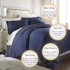 7 Pcs Bedding Set Navy-Cal King/King Size 100% Cotton Yarns 600 Thread Counts Luxurious Bedding Collection, 7 Pcs Includes -1 Fitted 18" DP,1 Flat,2 Pillowcases,1 Duvet Cover with 2 Pillow Shams view 3