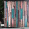 Ambesonne Wooden Print Shower Curtain, Brown Old Hardwood Floor Plank Grunge Lodge Garage Natural Rural Graphic, Cloth Fabric Bathroom Decor Set with Hooks, 69" W x 75" L, Pastel Pink view 3