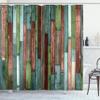Ambesonne Wooden Print Shower Curtain, Brown Old Hardwood Floor Plank Grunge Lodge Garage Natural Rural Graphic, Cloth Fabric Bathroom Decor Set with Hooks, 69" W x 70" L, Dark Rosewood view 1