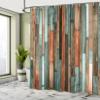Ambesonne Wooden Print Shower Curtain, Brown Old Hardwood Floor Plank Grunge Lodge Garage Natural Rural Graphic, Cloth Fabric Bathroom Decor Set with Hooks, 69" W x 70" L, Seafoam Fawn view 4