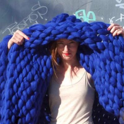 Daoyuan Chunky Knit Blanket Soft and Huge Throw Modern Bedding Handwoven Chenille for Bed Room/Couch/Bed/Pet Mat/Baby Blanket/Gift,Beautiful Home Decoration