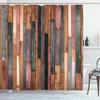 Ambesonne Wooden Print Shower Curtain, Brown Old Hardwood Floor Plank Grunge Lodge Garage Natural Rural Graphic, Cloth Fabric Bathroom Decor Set with Hooks, 69" W x 84" L, Evergreen Blush view 1