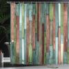 Ambesonne Wooden Print Shower Curtain, Brown Old Hardwood Floor Plank Grunge Lodge Garage Natural Rural Graphic, Cloth Fabric Bathroom Decor Set with Hooks, 69" W x 84" L, Dark Rosewood view 3