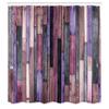 Ambesonne Wooden Print Shower Curtain, Brown Old Hardwood Floor Plank Grunge Lodge Garage Natural Rural Graphic, Cloth Fabric Bathroom Decor Set with Hooks, 69" W x 75" L, Blue Violet view 2