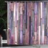 Ambesonne Wooden Print Shower Curtain, Brown Old Hardwood Floor Plank Grunge Lodge Garage Natural Rural Graphic, Cloth Fabric Bathroom Decor Set with Hooks, 69" W x 75" L, Blue Violet view 3