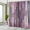 Ambesonne Wooden Print Shower Curtain, Brown Old Hardwood Floor Plank Grunge Lodge Garage Natural Rural Graphic, Cloth Fabric Bathroom Decor Set with Hooks, 69" W x 75" L, Blue Violet view 4