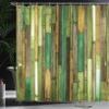 Ambesonne Wooden Print Shower Curtain, Brown Old Hardwood Floor Plank Grunge Lodge Garage Natural Rural Graphic, Cloth Fabric Bathroom Decor Set with Hooks, 69" W x 84" L, Earth Yellow view 3