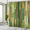 Ambesonne Wooden Print Shower Curtain, Brown Old Hardwood Floor Plank Grunge Lodge Garage Natural Rural Graphic, Cloth Fabric Bathroom Decor Set with Hooks, 69" W x 84" L, Earth Yellow view 4
